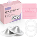 Boboduck 925 Silver Nipple Covers Breastfeeding - The Original Silver Nursing Cups - Protect and Soothe Sore Nipples - Silver Nipple Shield Guards with Soft Silicone Ring