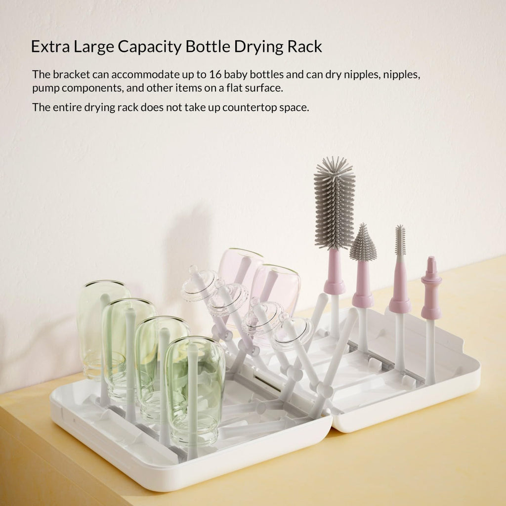WHNL Travel Bottle Drying Rack Space Saving,Foldable Bottle Drying Rack with 16 Ribs,Portable Baby Bottle Drying Rack for Bottles,Breast Pumps and Other Feeding Accessories,Widely Used Daily Basis