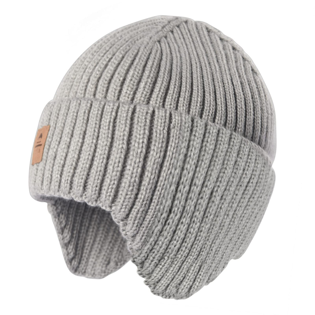 Baby Beanie Fleece Lined Toddler Winter Hat with Ear Flaps Little Girls Boys Warm Hats Cute Beanies for Kids Caramel