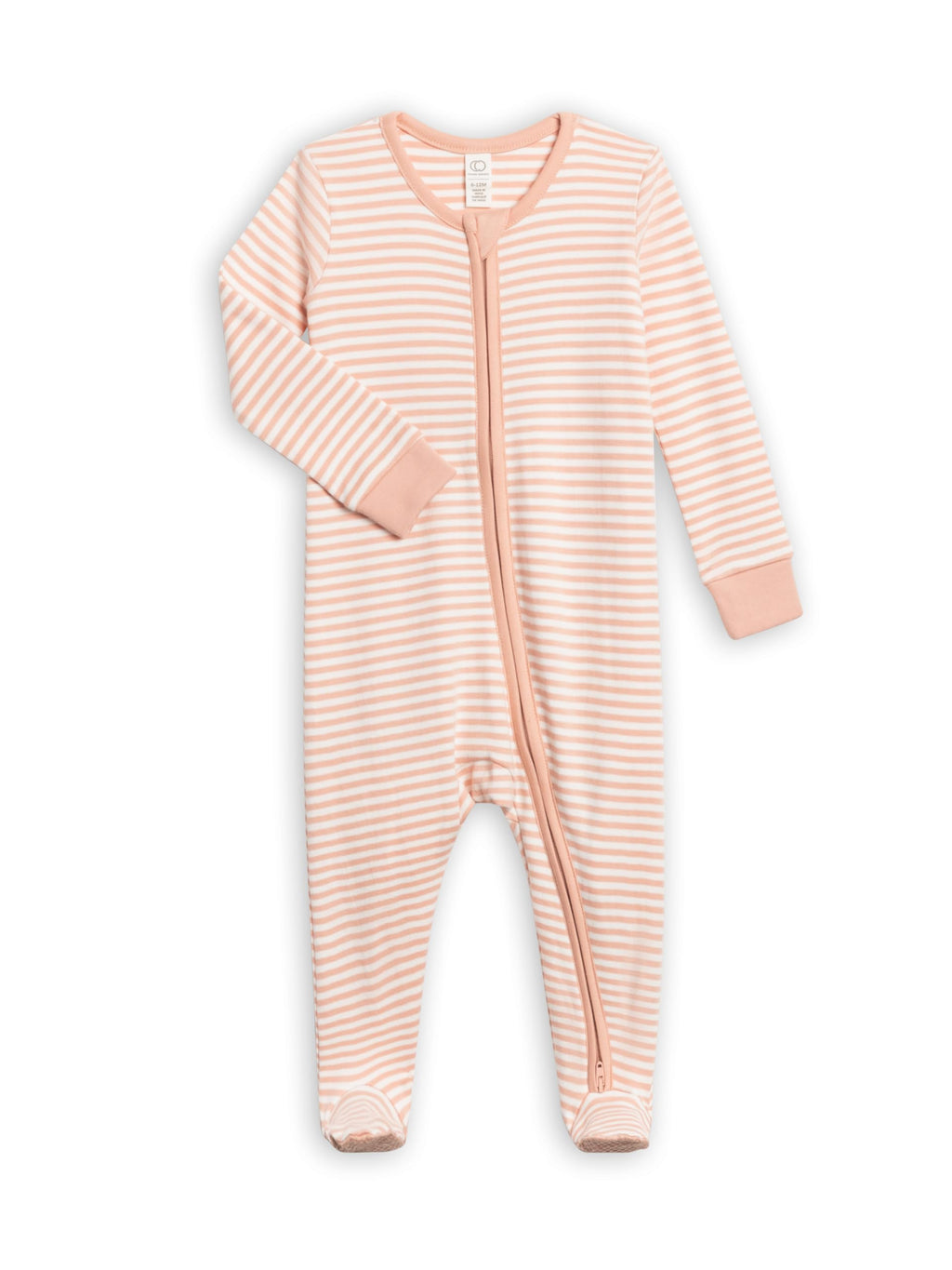 Colored Organics Baby Zip-Up Footed Sleeper with 2-Way Zipper - Newborn Organic Cotton Pajamas - Ballet Stripe 12-18M