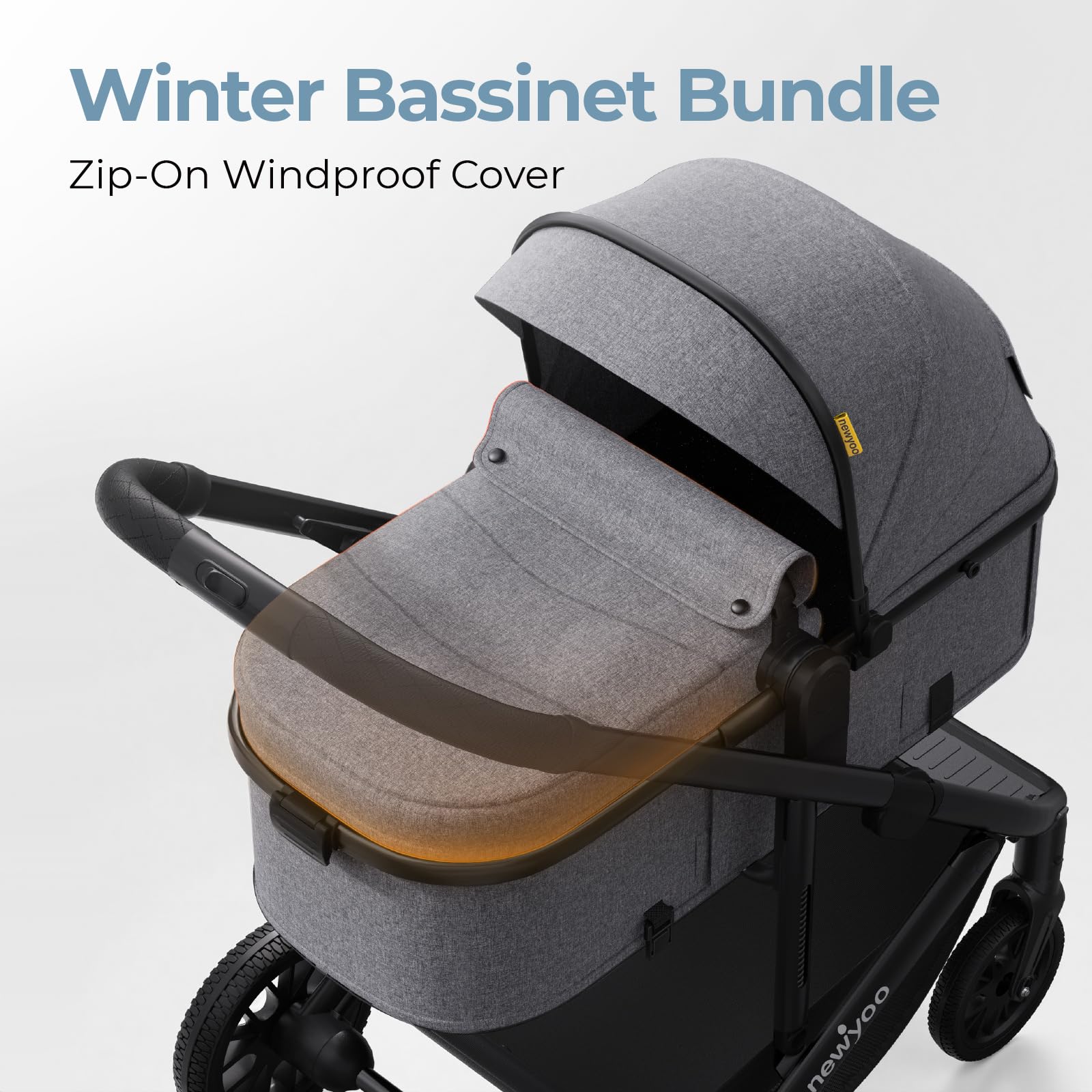 newyoo Infant Stroller with Pramette Mode, Nestro 516M, Convertible Infant Strollers w Reversible Seat & Cup Holder, 2-in-1 Rear-Facing Pram from Newborn to Toddler, Gray