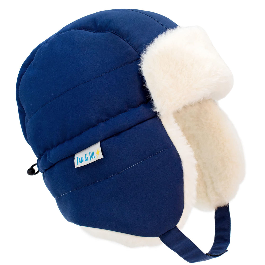 JAN & JUL Toasty-Dry Trapper Hat for Baby and Kids (Nebula Blue, XL)