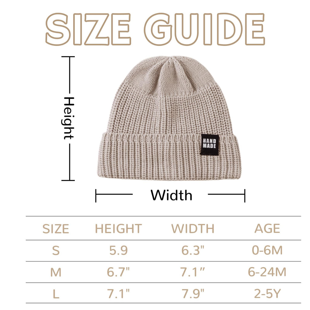 JANGANNSA Simple Knitted Baby Beanie Hip-Hop Boys Winter Hat Toddler Kids Bonnet for Girls 0-5Y (White+Beige,L)