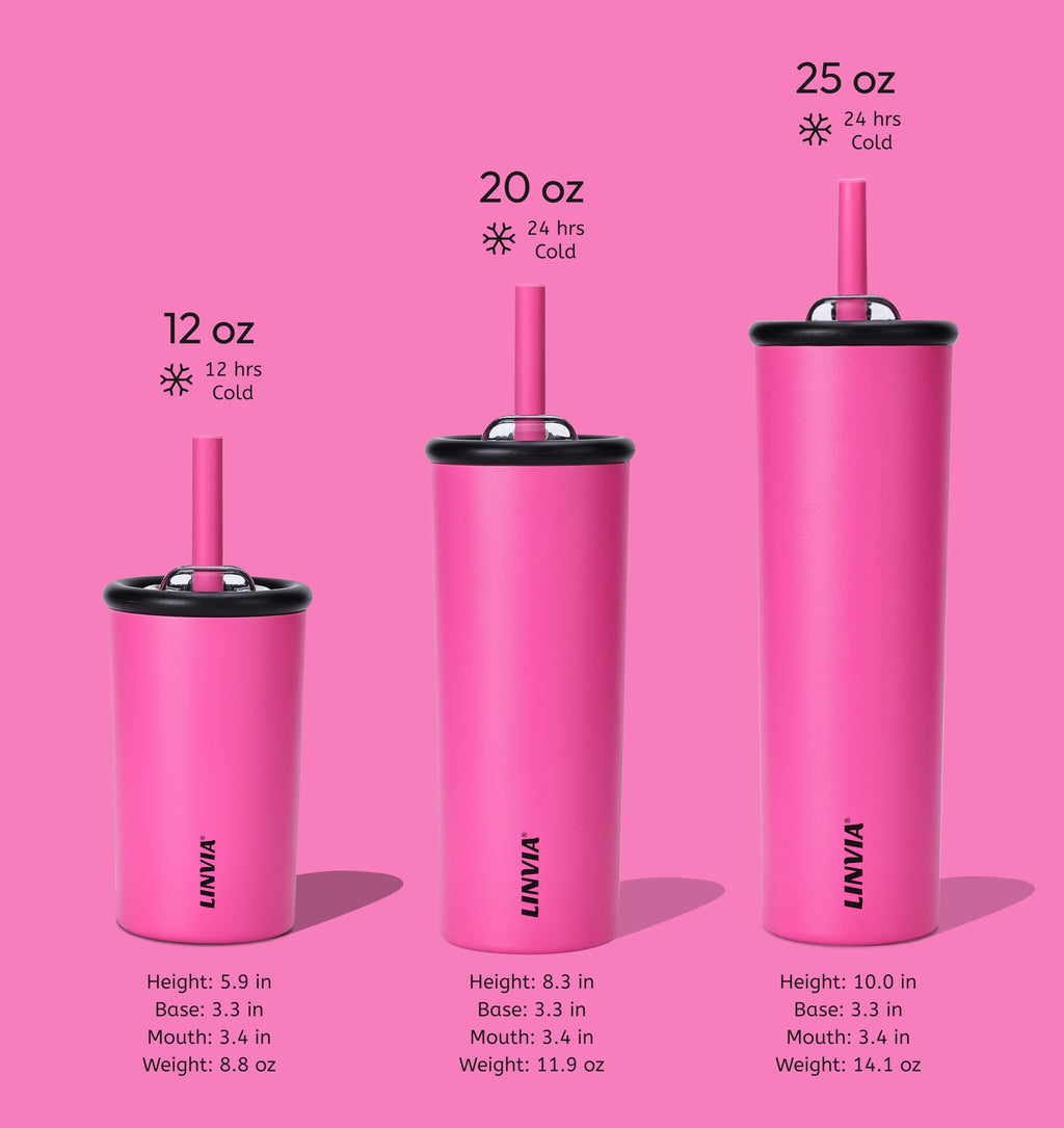 LINVIA 12 oz Candy Tumbler, Insulated Water Bottle with Straw Lid