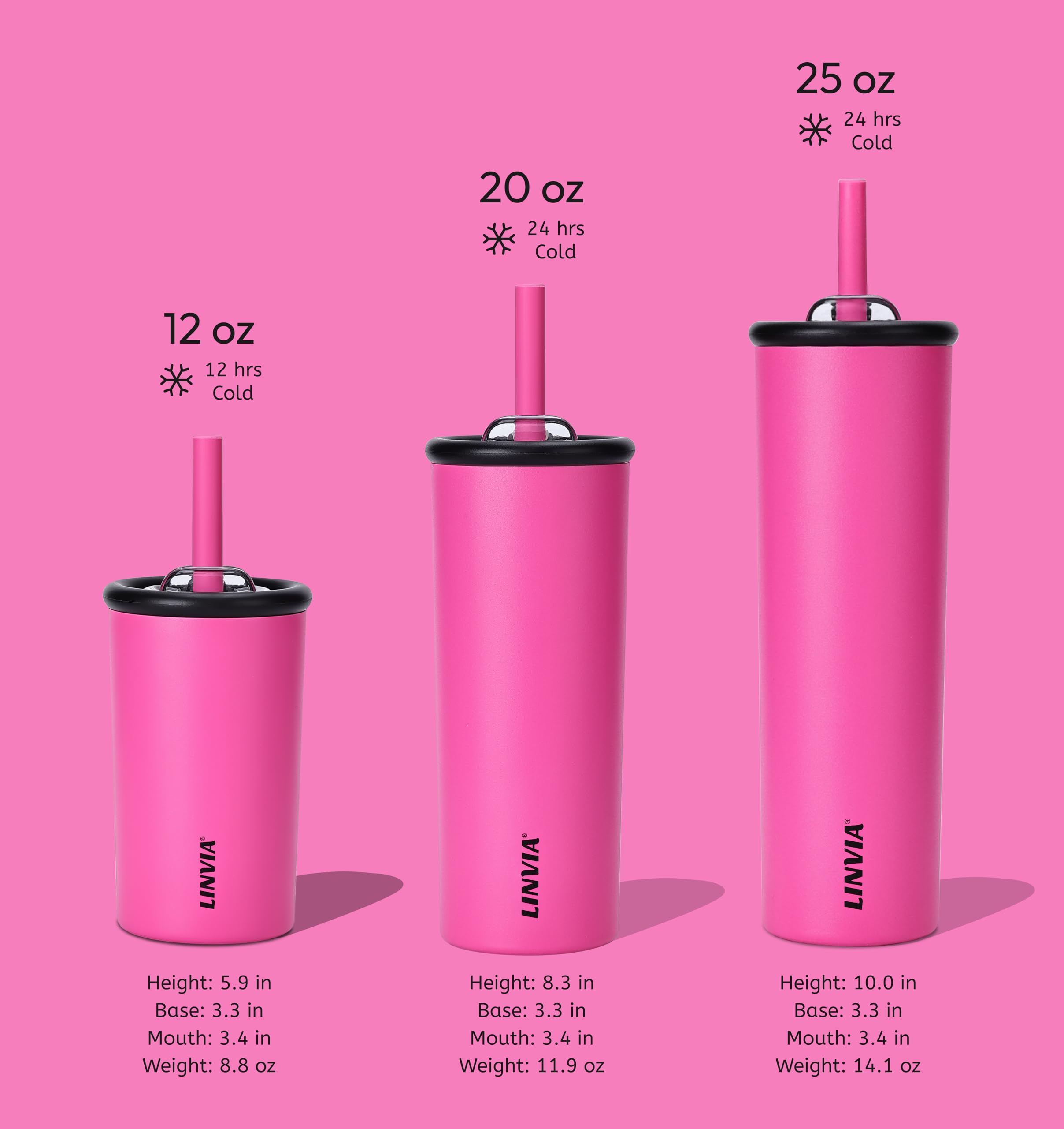 LINVIA 12 oz Candy Tumbler, Insulated Water Bottle with Straw Lid