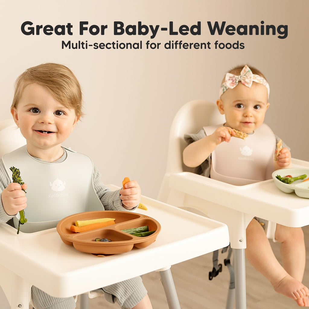 KeaBabies Suction Plates for Baby, Toddler, 3-Pack, 100% Silicone (Roseate)