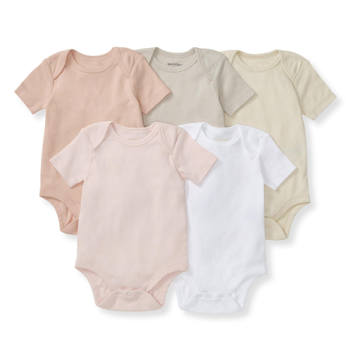 Burt's Bees Baby Unisex Bodysuits, Short Sleeve Organic Sleepwear, 5-Pack