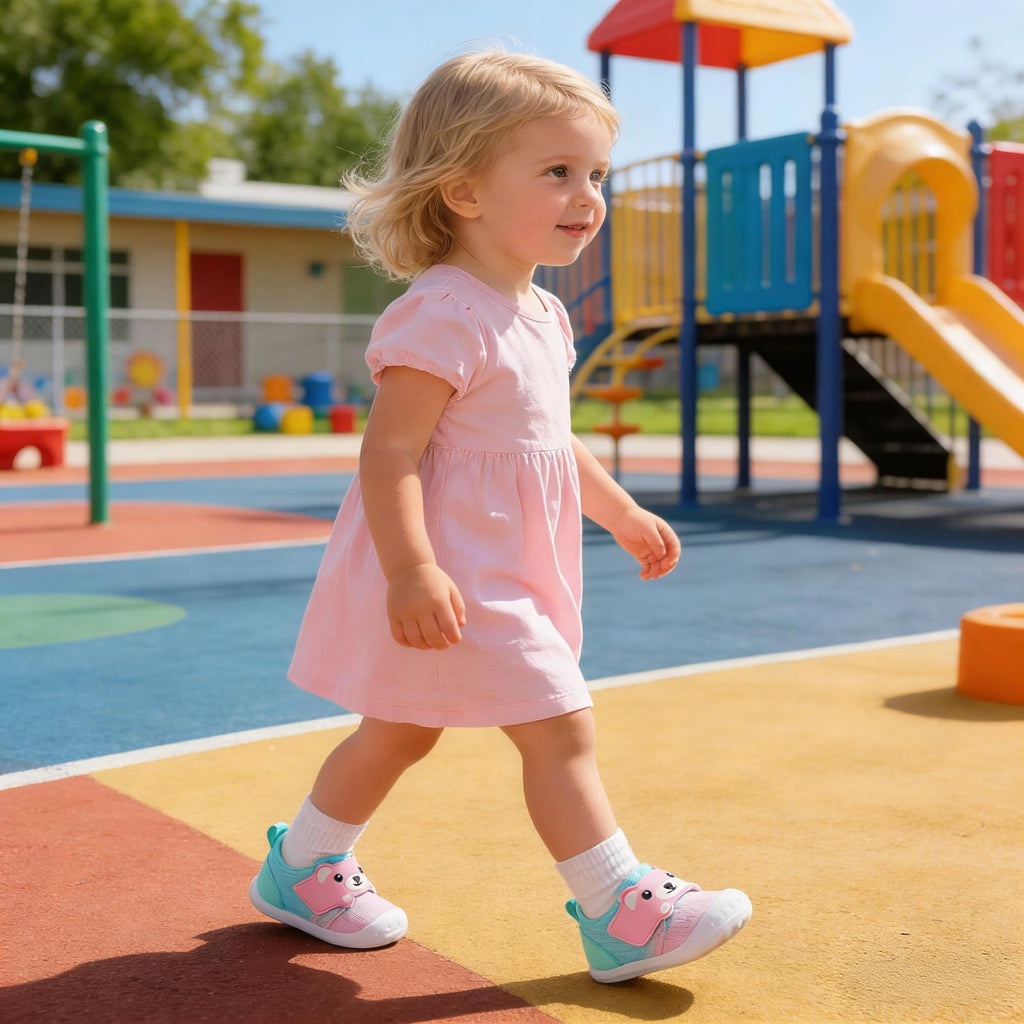 FEETCITY Baby Walking Shoes Baby Sneakers Wide Infant Shoes Breathable Infant Slip On Shoe Newborn Crib Shoe 2-2.5 Years Pink Green