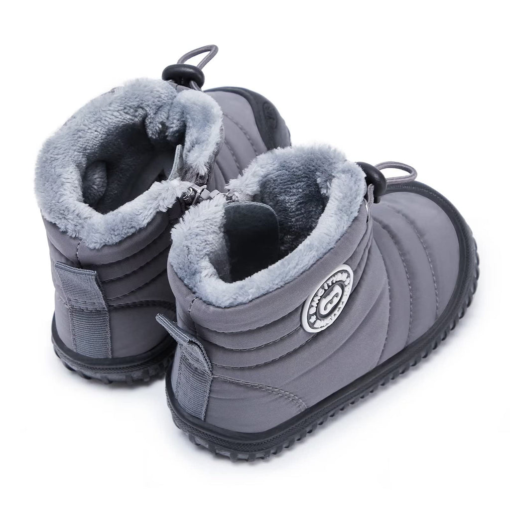 BMCiTYBM Baby Snow Boots Boys Girls Winter Infant Shoes Non Slip 6 9 12 18 24 Months Faux Fur Grey Size 6-12 Months Infant