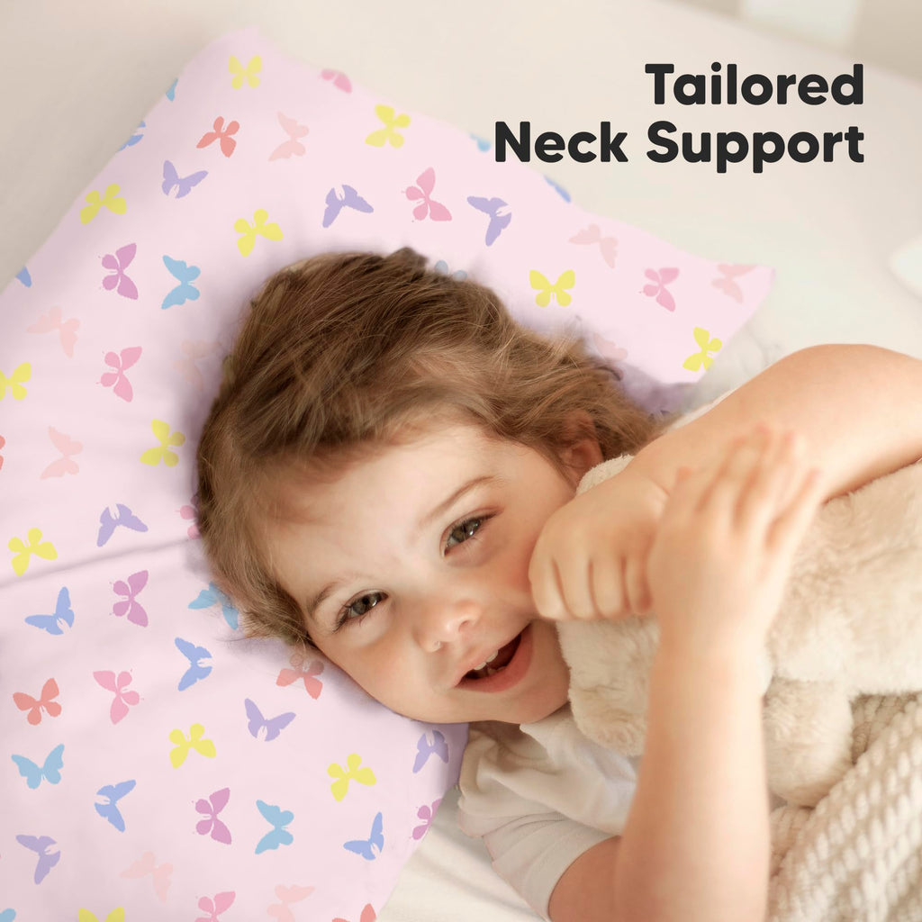 KeaBabies Organic Toddler Pillow with Pillowcase, Jumbo 14X20 (Flutter)