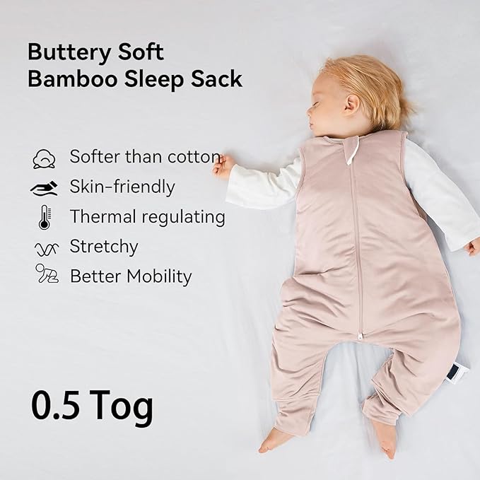 BubblePanda Rayon Made from Bamboo Toddler Sleep Sack with Feet 24-36 Months 0.5 Tog Ultra Soft Toddler Sleeping Sack 2t-3t Baby Sleep Bag Walker Wearable Blanket with Legs 2-Way Zipper Lightweight