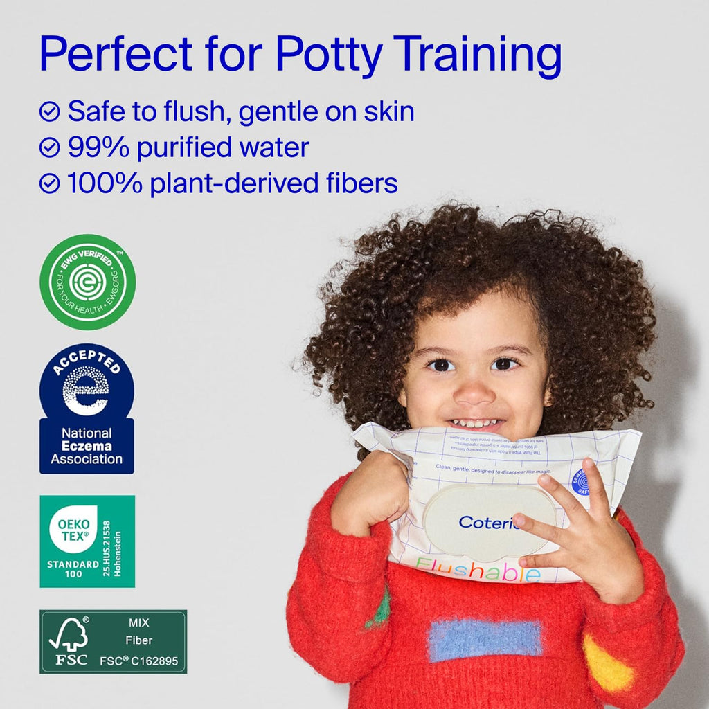Coterie Flushable Wipes for Sensitive Skin, 16 Packs (896 Count)