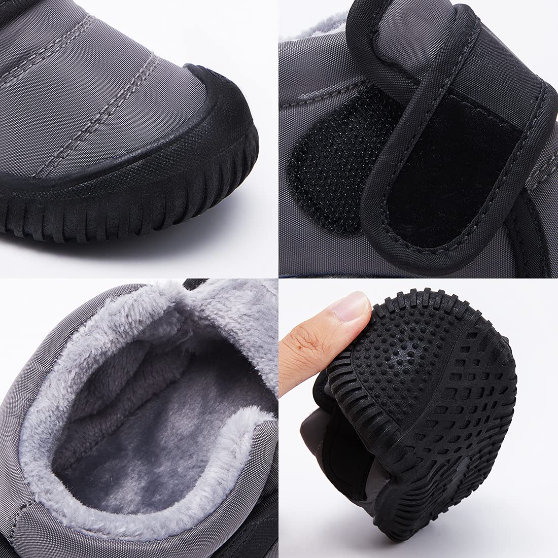 BMCiTYBM Baby Snow Boots Boys Girls Winter Infant Shoes Non Slip 6 9 12 18 24 Months Faux Fur Grey Size 8 Toddler