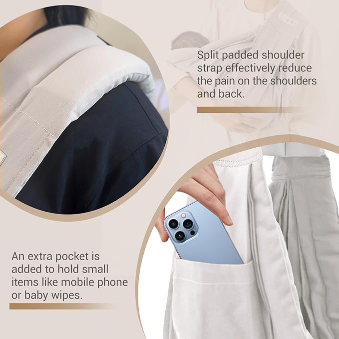 Baby Sling Carrier for Newborn to Toddler(8-45 Lbs), Cozy Wearing Baby Wrap Carrier with Adjustable Shoulder Strap Safety Buckle, Portable Lightweight Child Carrier Sling One Size Fit All Parents-Grey