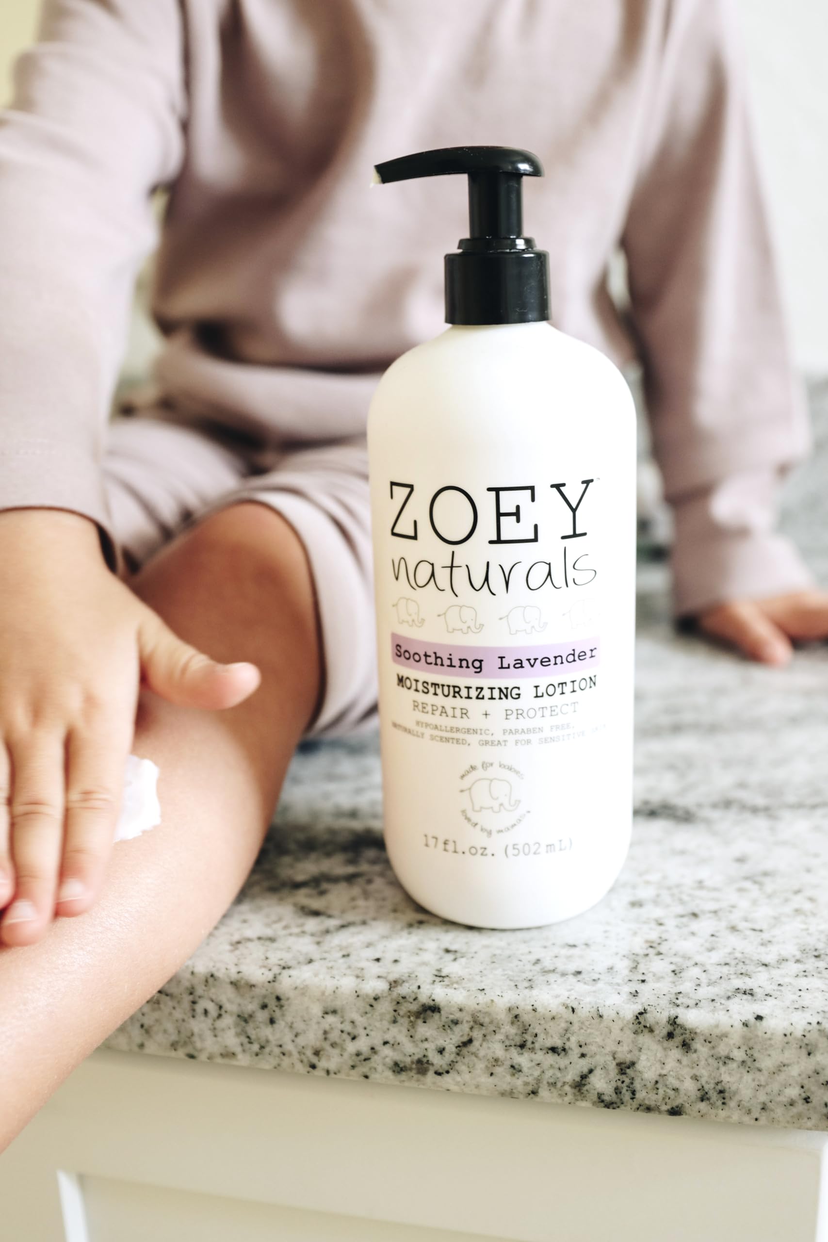 Zoey Naturals Lavender Moisturizing Lotion for Babies – Hypoallergenic, Gentle & Natural for Kids with Sensitive and Dry Skin – Aloe, Avocado & Shea – Made in USA – 17 fl oz