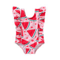 Newborn Baby Girl Ruffle Swimsuit Infant Toddler One Piece Floral Bikini Beach Bathing Swimwear Set(Watermelon Red,12-18 Months)