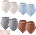 Baby Bibs 8-Pack - Adjustable Cotton Drool Bibs, Waterproof & Absorbent for Newborn to Toddler, Unisex Boys & Girls