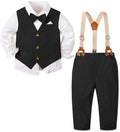 SANGTREE Boys Cotton Linen Formal Suit Linen Black 4-5T=Tag 130
