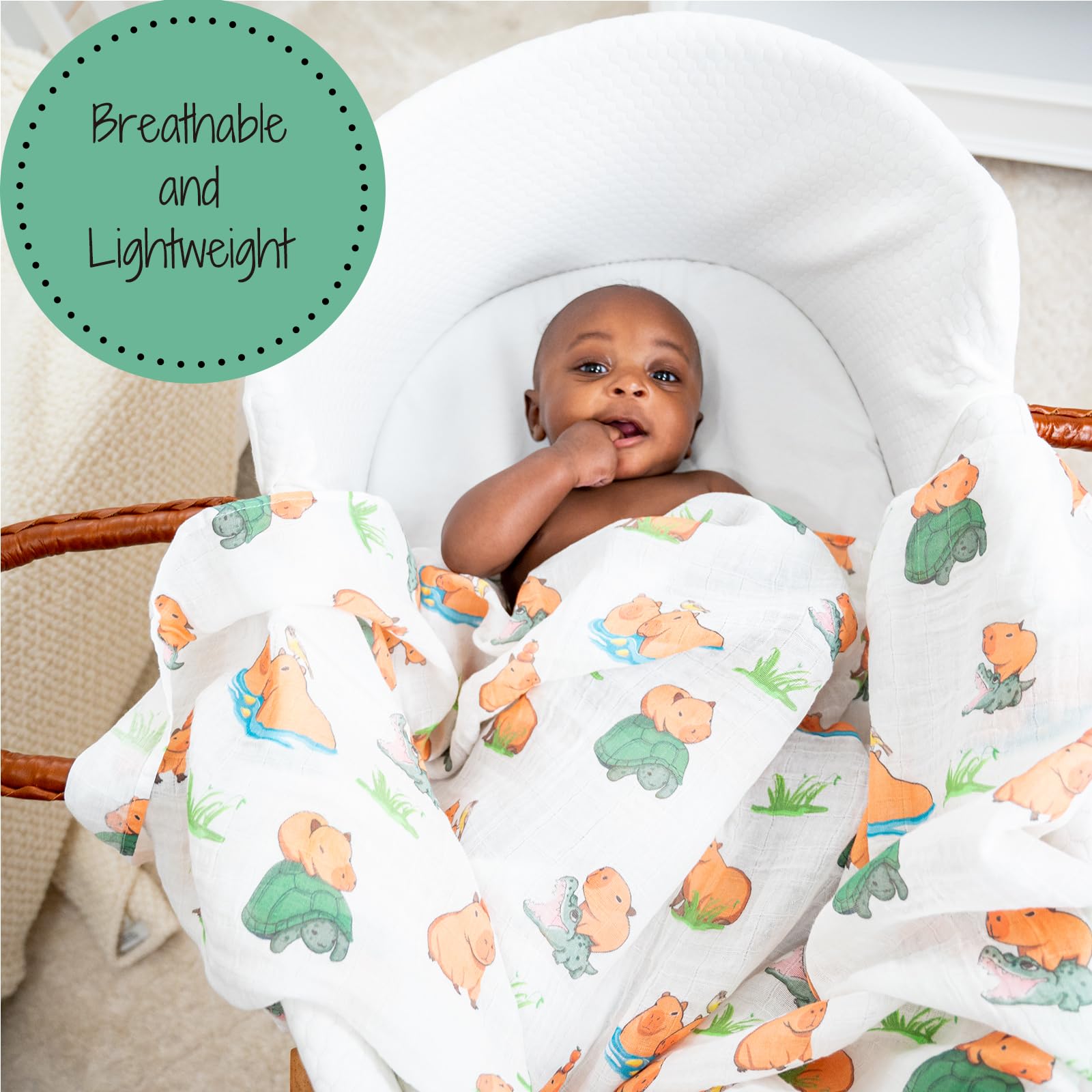 LollyBanks Muslin Swaddle Blankets, 100% Organic Cotton Baby Swaddle