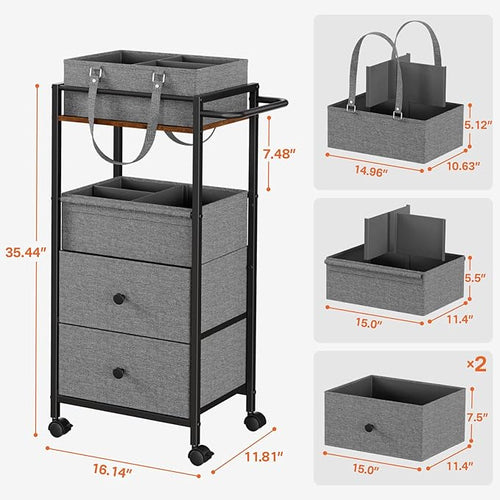 3In1 Modanais Baby Diaper Caddy Organizer Cart with Drawers, Black