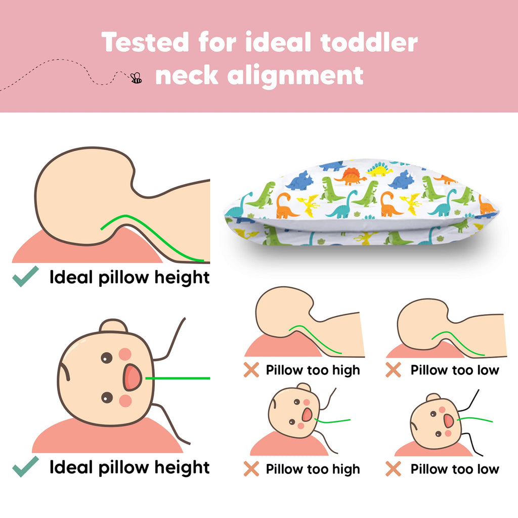 Toddler Pillow with Pillowcase, 13x18 My Little Dreamy Pillow (Happy Dino)