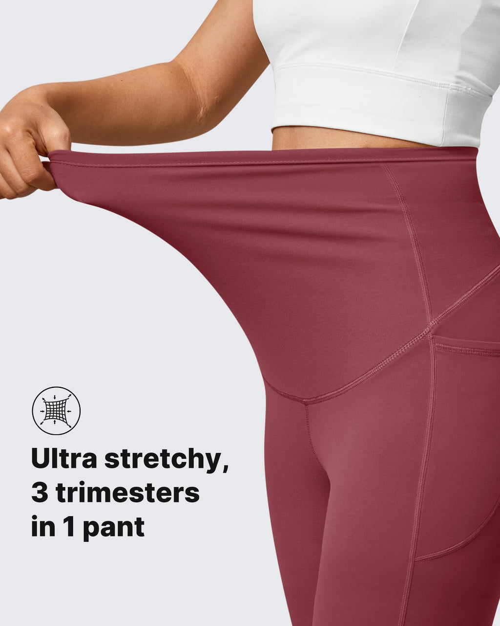 G4Free Maternity Yoga Pants Pregnancy Clothes,Dark Burgundy,XL,Petite