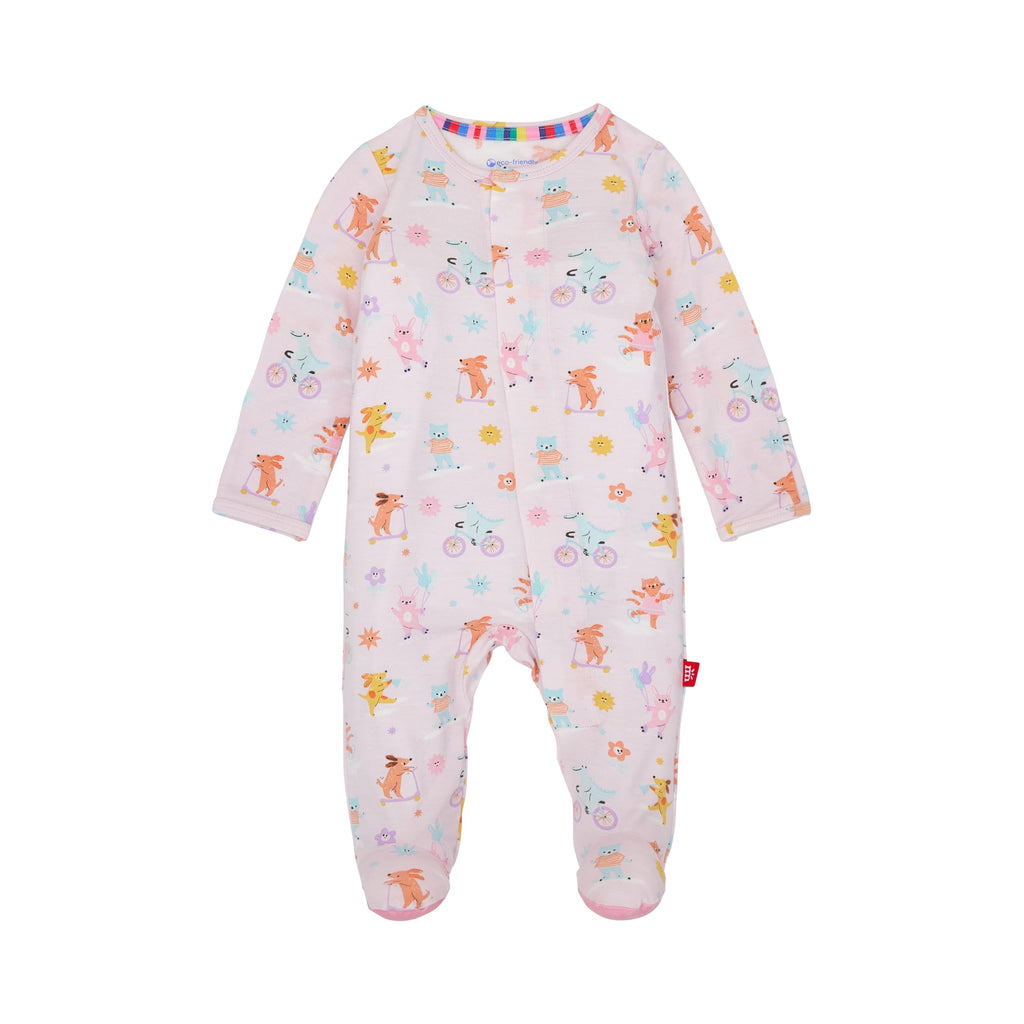 Magnetic Me Girls Modal Magnetic Baby Footie Pajamas | Silky Soft Modal Fabric | Animal Pals | 3-6 Months