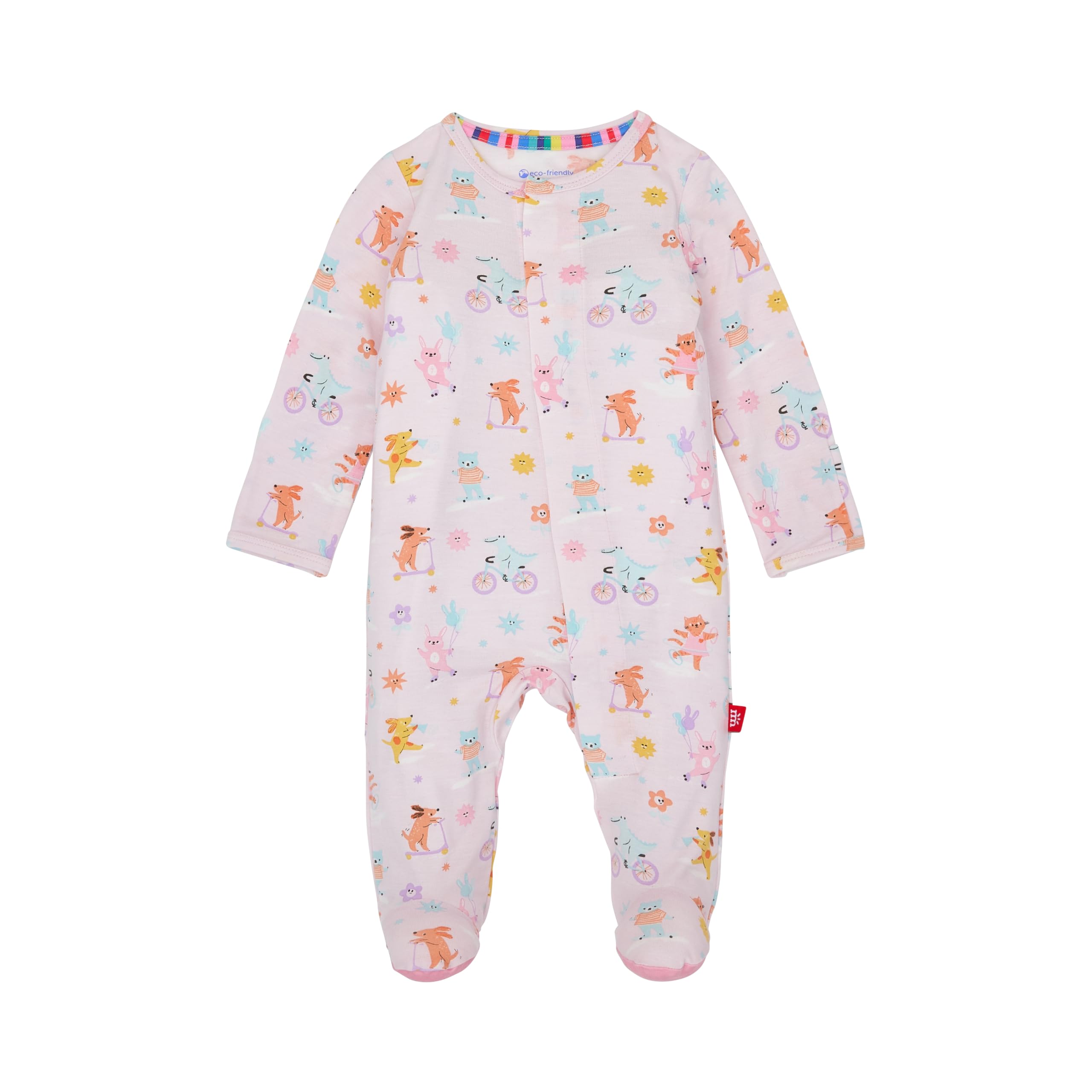 Magnetic Me Girls Modal Magnetic Baby Footie Pajamas | Silky Soft Modal Fabric | Animal Pals | 3-6 Months