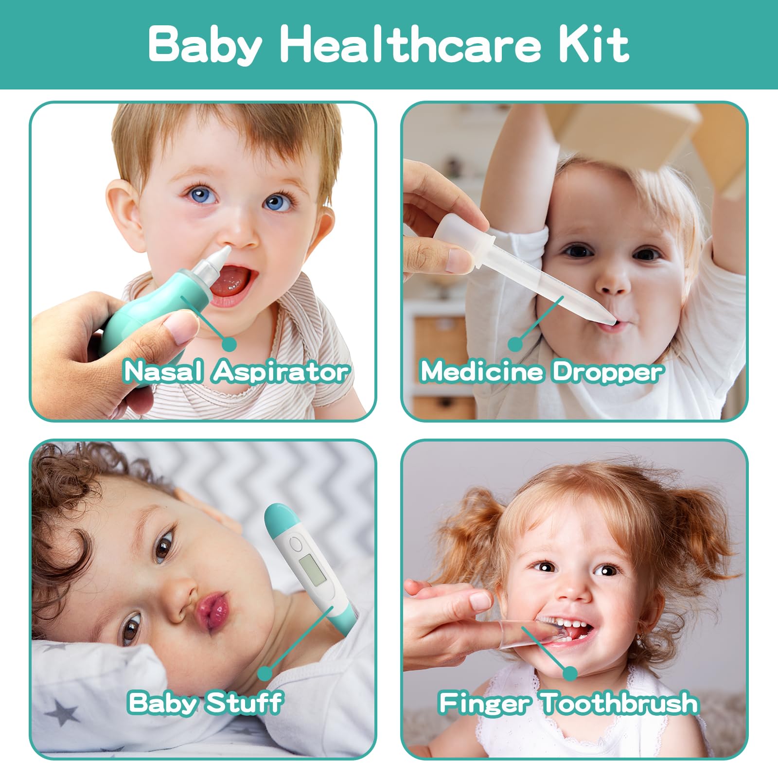 Baby Grooming Kit, Electric Safety Nail Trimmer Baby Nursery Kit，Infant Safety Care Set with Hair Brush Comb Nail Clipper Nasal Aspirator,Baby Essentials Kit for Newborn Girls Boys (20 Pc Green Kit)