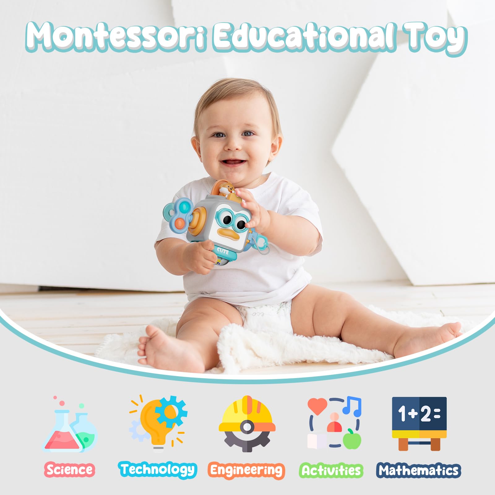 OSIMILY Busy Cube for 1 Year Old Toys| Montessori Toys for 1 Year Old,Sensory Toys for Toddlers 1-3,Learning Fine Motor Skills Toys,Birthday Gift for Baby Aged 6, 9, 10, 12, 18 Months