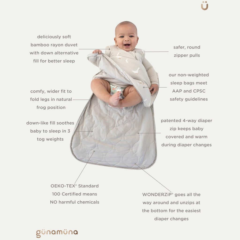 GUNAMUNA Sleep Sacks for Babies Toddlers and Newborns, Easy Changing Diaper Zipper, 1.0 TOG, Magnolia, 3-9 Months