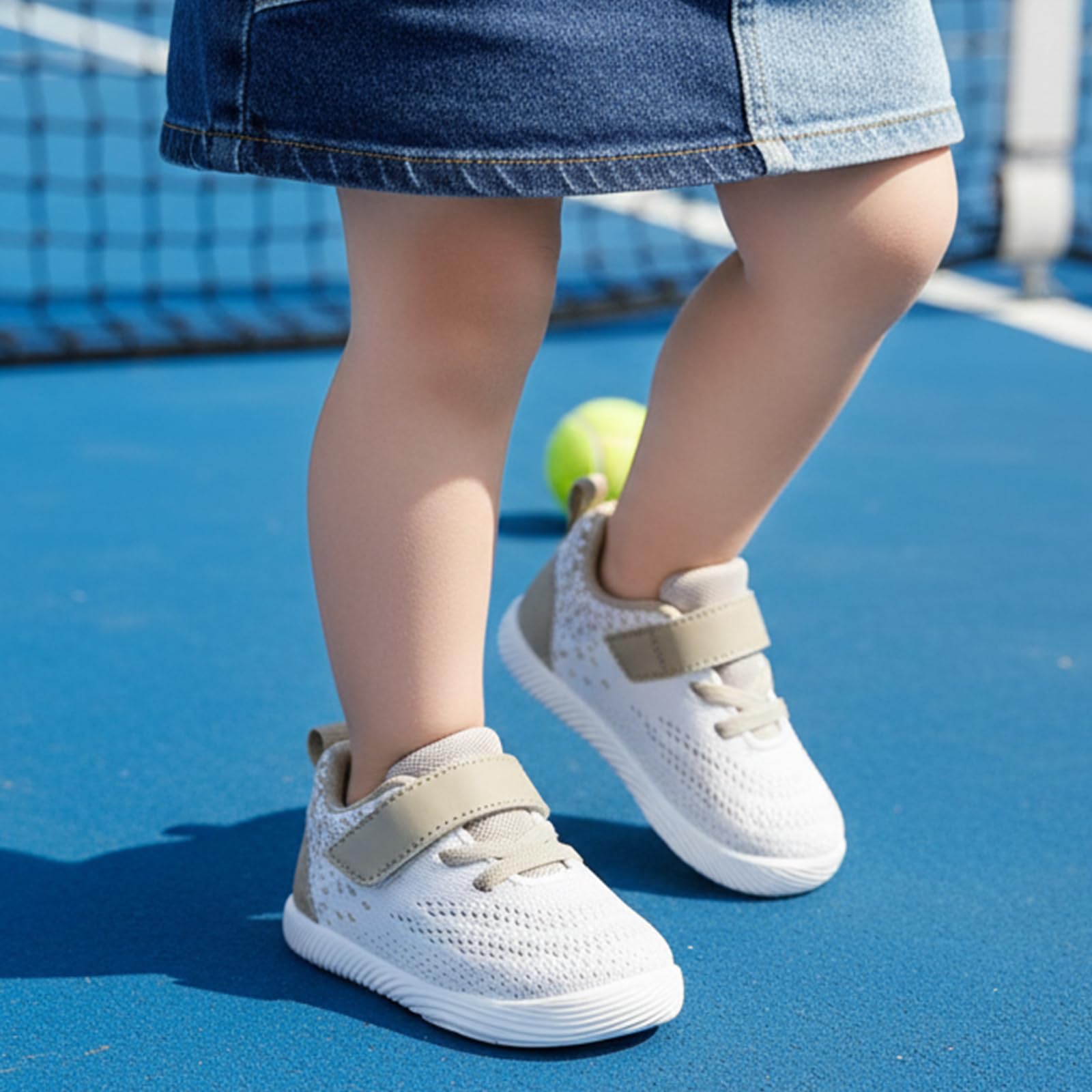 MORENDL Toddler Sneakers Baby Boys & Girls Barefoot Shoes Lightweight Breathable Walking Running Tennis Athletic Sport Shoes Brown White Size 7