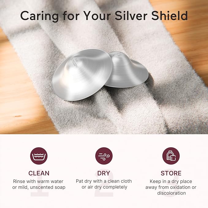 Momcozy 999 Silver Nursing Cups, Hole-Free Design, 999 Silver Nipple Shields, Breastfeeding Essentials, Silver Nipple Shields for Breastfeeding Newborns, Metal Nipple Shields,XXL Size
