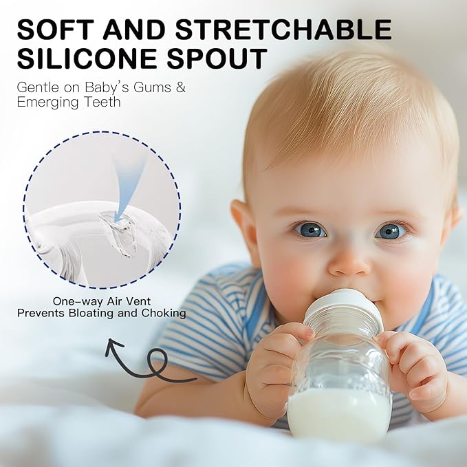 Sippy Straw Nipples for Dr. Browns Narrow Baby Bottles, Trainer Sippy Cup 100% Food Grade Silicone Soft Nipple, 8m+, Pack of 4