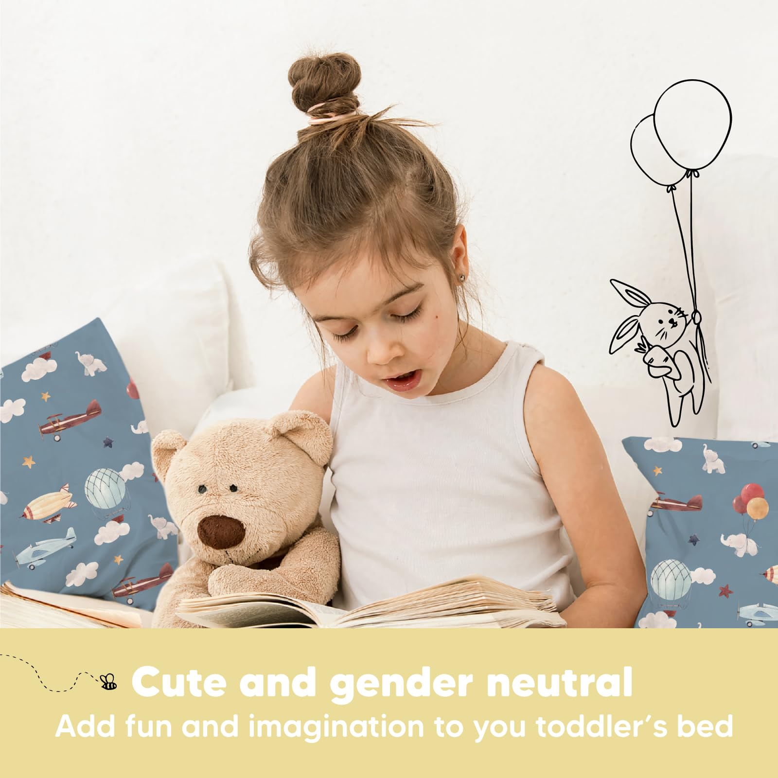 Toddler Pillow with Pillowcase, 13x18 My Little Dreamy Pillow (Up & Away)