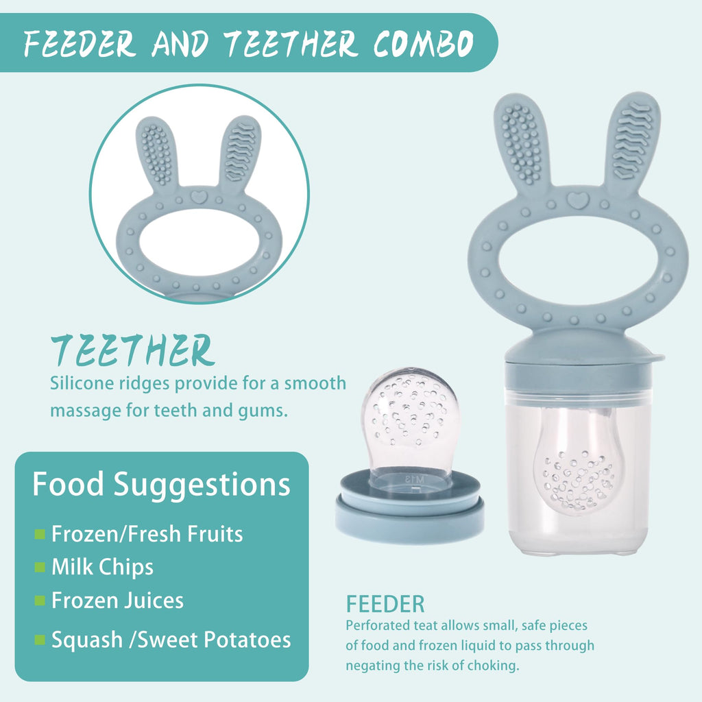 WAJIAYON Baby Breastmilk Popsicle Molds & Babies Fruit Feeder (3 Pack), Infant Food Freezer Tray Storage Containers, Silicone Teething Pacifier Feeder and Teether for Babies,Baby Feeders - Blue