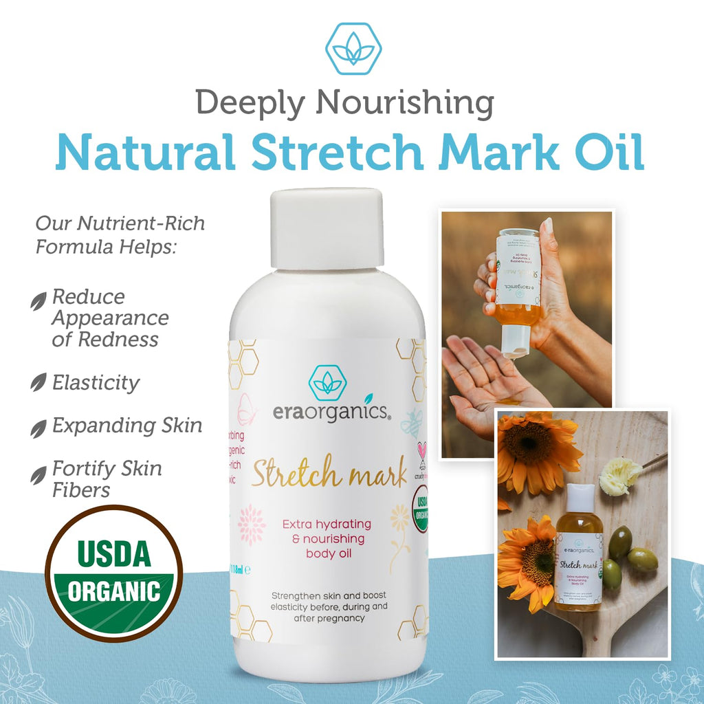 USDA Organic Stretch Mark Oil for Pregnancy - Ultra Moisturizing Belly Oil