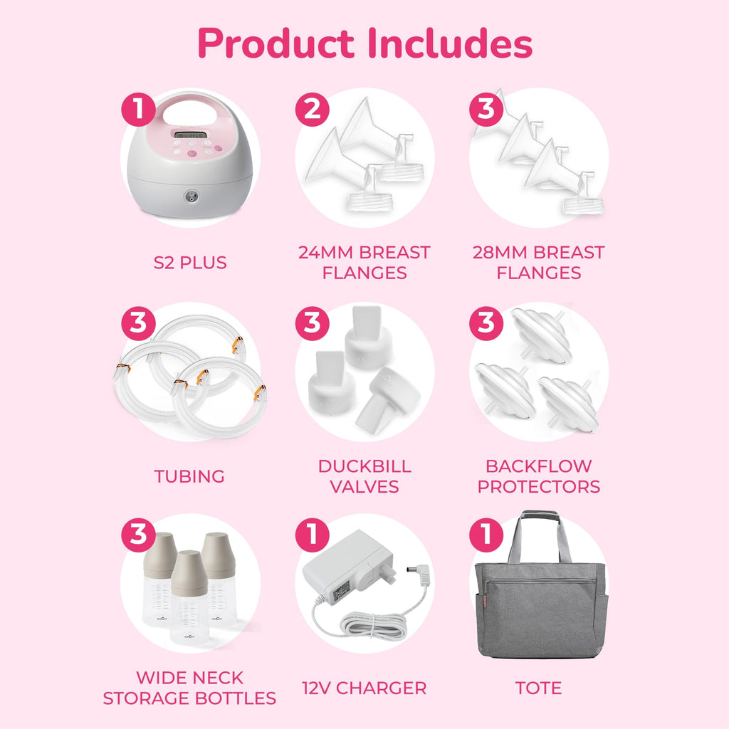 Spectra Baby S2 Plus Electric Pump Bundle, Tote & Accessories, 28 mm