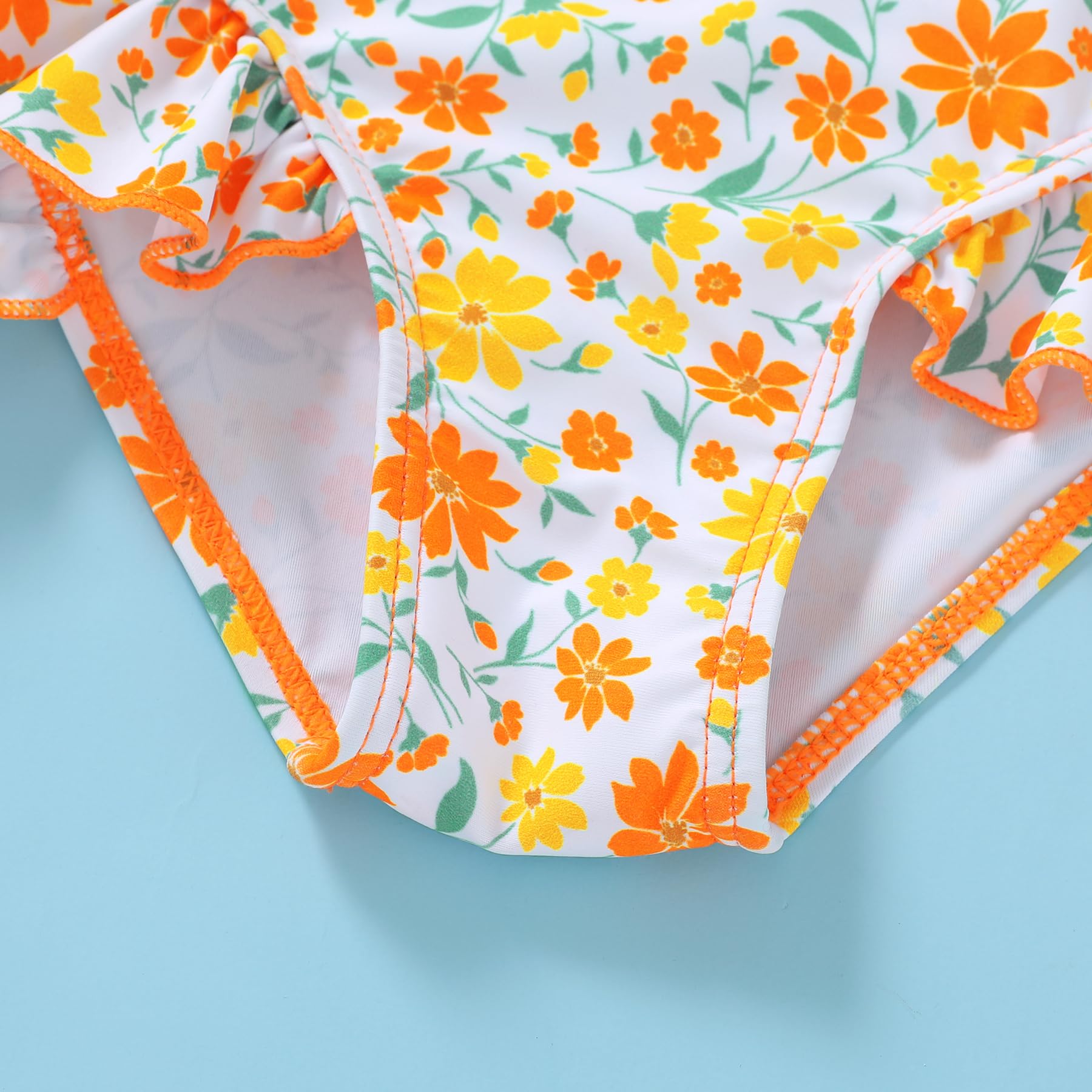 YOUNGER TREE Toddler Girls Two Pieces Swimsuit Color Block Stripe Swimwear Summer Beach Bathing Suit 18M-5T（Yellow 5-6T）