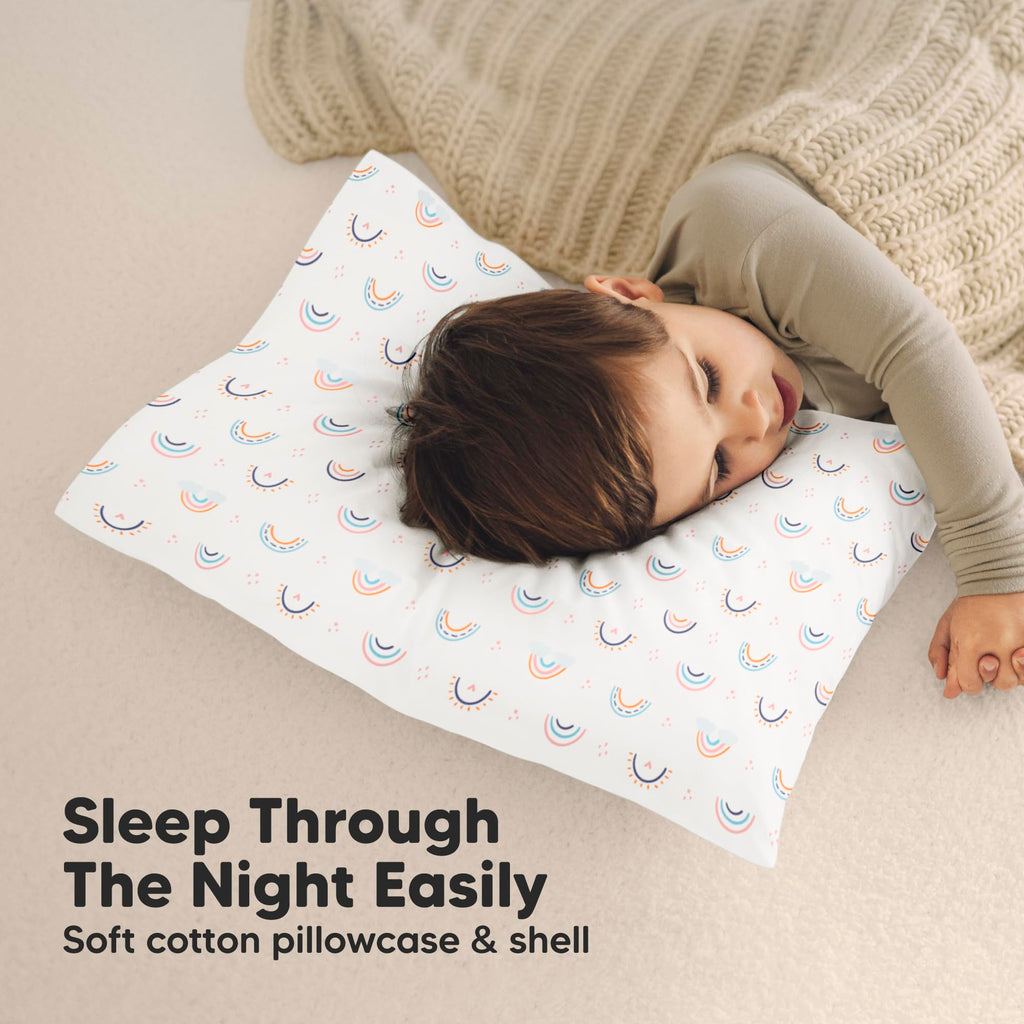 KeaBabies Organic Toddler Pillow with Pillowcase, Jumbo 14X20 (Flutter)