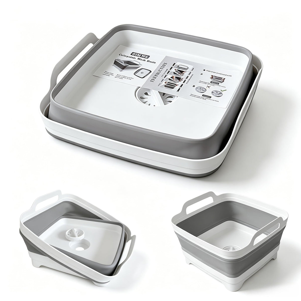 GIMWA 2.4Gal Collapsible Dish Basin with Drain Plug, Baby Bottle Wash Basin
