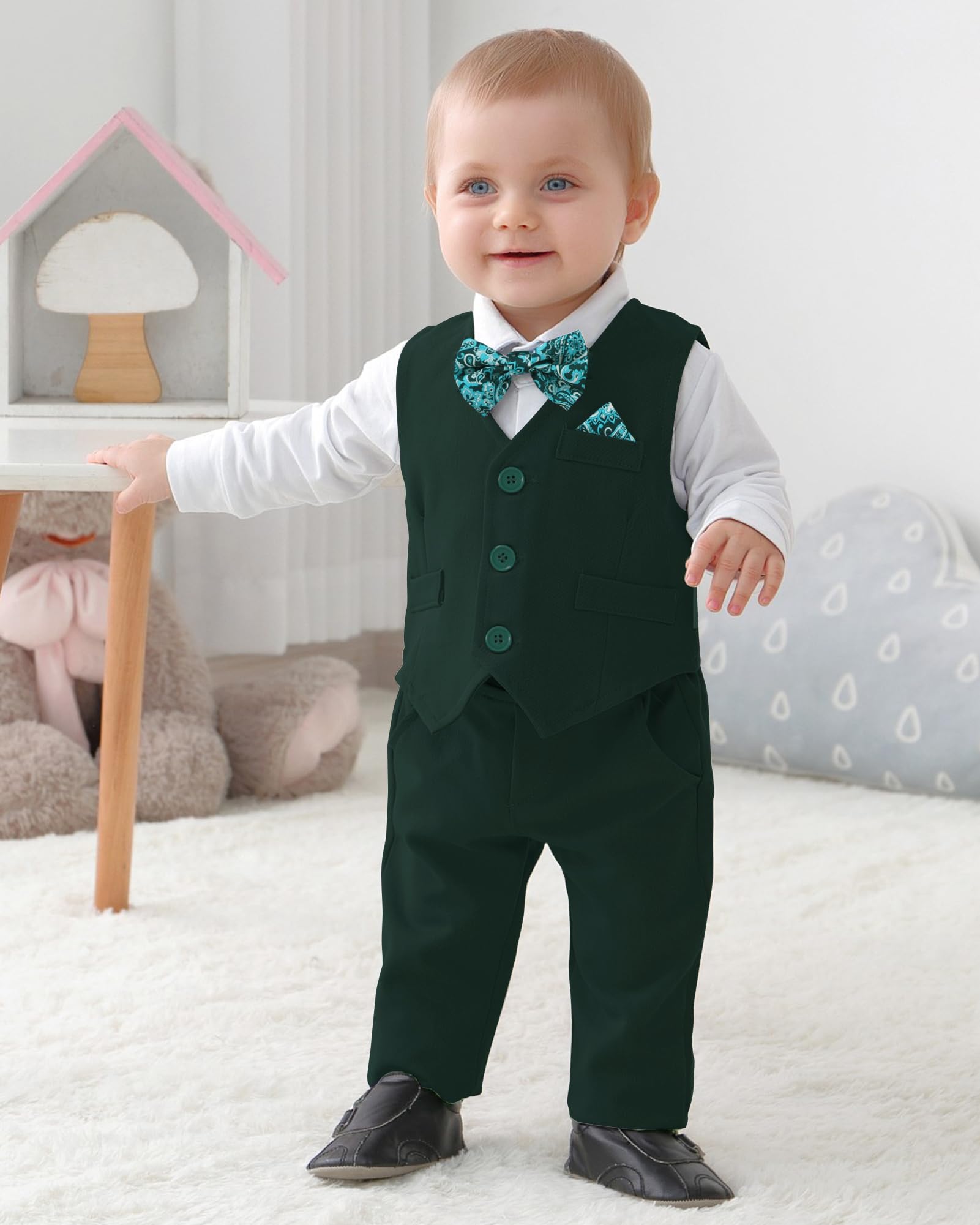 DISAUR Baby First Christmas Outfit Boy 12-18 Months 1t Christmas Tree Green Traje De Bautizo Para NiñO
