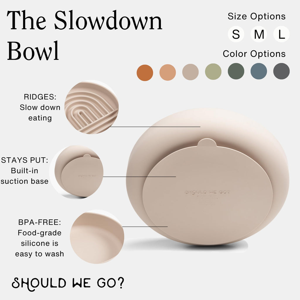Should We Go? Slow Feeder Dog Bowls - Medium Size Silicone Slow Eating Dog Bowl for Puppies & Dogs with Suction Cup -Dishwasher-Safe, Lick Mat Design, Reduces Gulping,for All Breeds,7.5”x1.5”- Blush