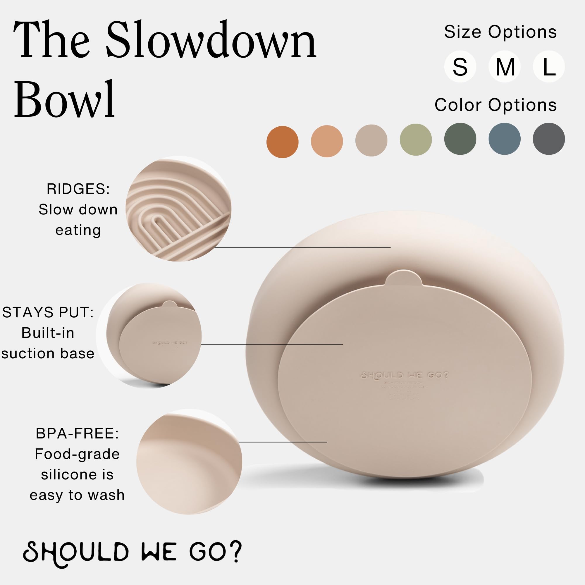 Should We Go? Slow Feeder Dog Bowls - Medium Size Silicone Slow Eating Dog Bowl for Puppies & Dogs with Suction Cup -Dishwasher-Safe, Lick Mat Design, Reduces Gulping,for All Breeds,7.5”x1.5”- Blush