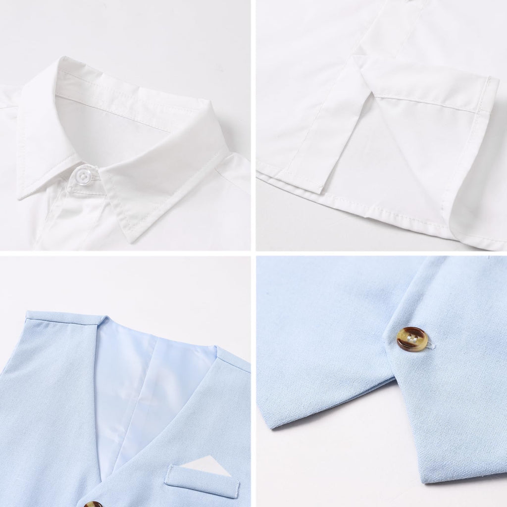 SANGTREE Boys Cotton Linen Formal Suit Linen Blue 8-9 Years=Tag 170