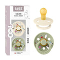 BIBS Colour Moomins Pacifier 2-Pack, BPA Free Pacifier, Round Nipple. Natural Rubber Latex, Made in Denmark, Size 1 (0-6 Months), Ivory/Sage
