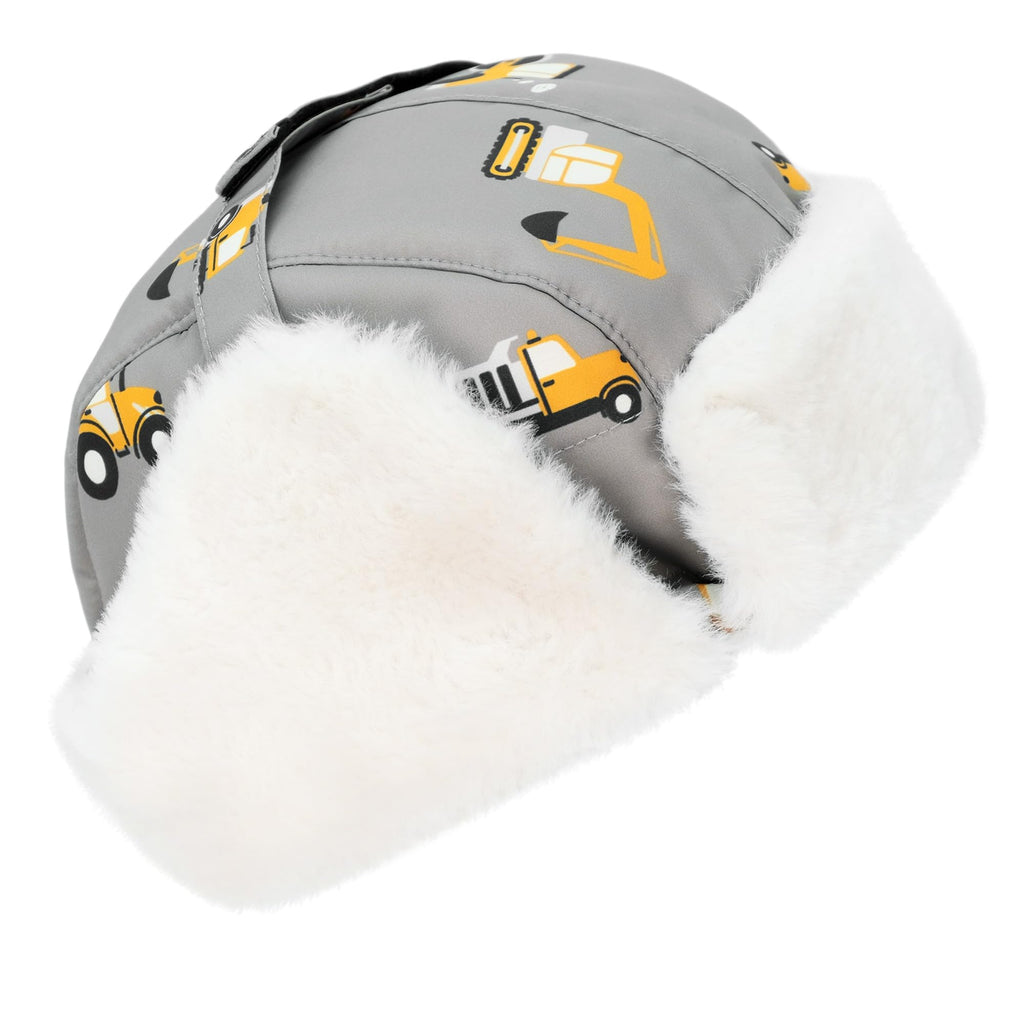 JAN & JUL Toasty-Dry Trapper Hat for Baby and Kids (Grey Construction, XL)