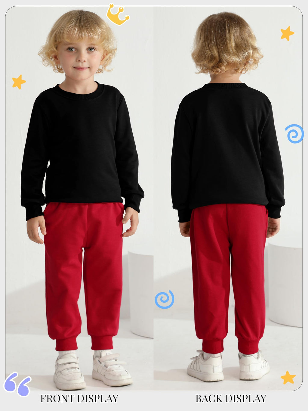 HXP 4 Pack Toddler Boys Sweatpants Cotton Toddler Pants Boys Kids Joggers