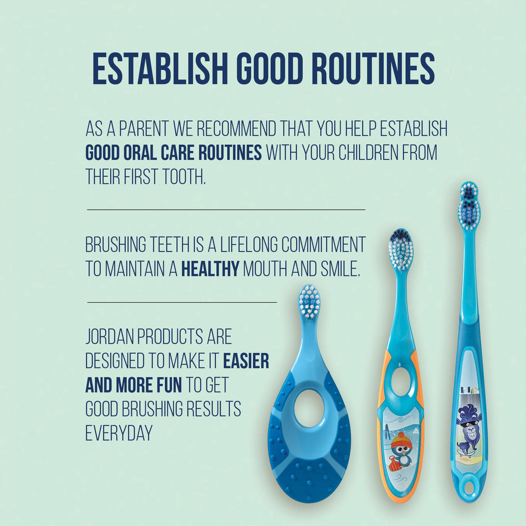 Jordan* ® | Step 1 Baby Toothbrush | 0-2 Years, Soft Bristles, BPA Free | Pink & Purple | 4 Pack | Manual
