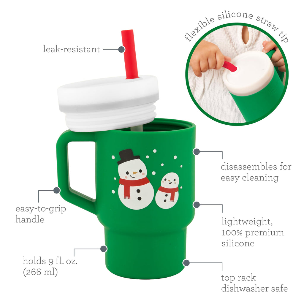 Infantino My 1st Tumbler 9 Oz Silicone Sippy Cup, Green Snow